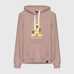 Женская толстовка-худи Елка из котиков С мяу годом