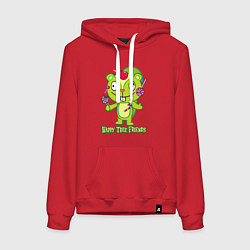 Толстовка-худи хлопковая женская Nutty, цвет: красный