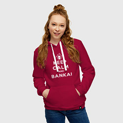 Толстовка-худи хлопковая женская Keep calm and bankai - Bleach, цвет: маджента — фото 2