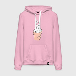 Толстовка-худи хлопковая женская Hand click, цвет: светло-розовый