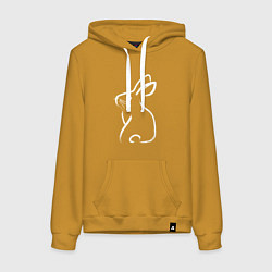 Женская толстовка-худи Кролик нарисованный японской кистью