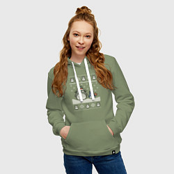 Толстовка-худи хлопковая женская Новогодние тоторики - ugly sweater, цвет: авокадо — фото 2