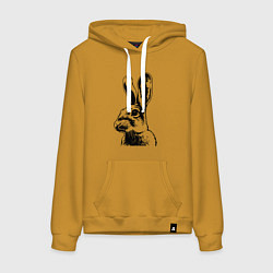 Толстовка-худи хлопковая женская Wild rabbit, цвет: горчичный