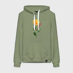 Толстовка-худи хлопковая женская Жёлтая роза - only you, цвет: авокадо