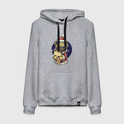 Женская толстовка-худи Новогодний мопс с мороженым