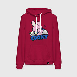 Толстовка-худи хлопковая женская Cooky BT21 Jungkook, цвет: маджента