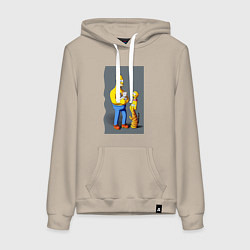 Толстовка-худи хлопковая женская Homer Simpson and cats - нейросеть арт, цвет: миндальный