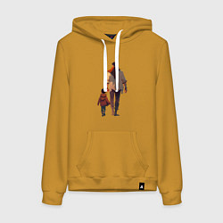 Толстовка-худи хлопковая женская Отец вместе с сыном, цвет: горчичный