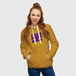 Толстовка-худи хлопковая женская Lakers nation, цвет: горчичный — фото 2
