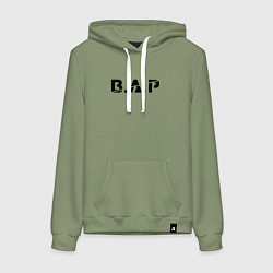 Толстовка-худи хлопковая женская B A P black logo, цвет: авокадо