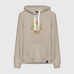 Женская толстовка-худи Мама любит просто так надпись в цветах