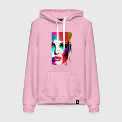 Женская толстовка-худи Angelina Jolie - watercolor - sketch