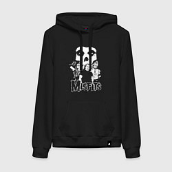 Толстовка-худи хлопковая женская Misfits рок группа, цвет: черный