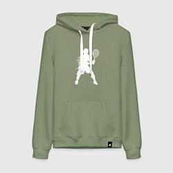 Женская толстовка-худи Белый силуэт теннисиста