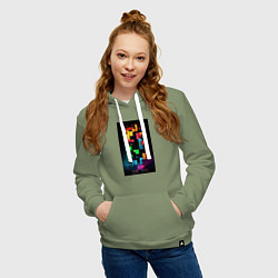 Толстовка-худи хлопковая женская Цветной тетрис, цвет: авокадо — фото 2