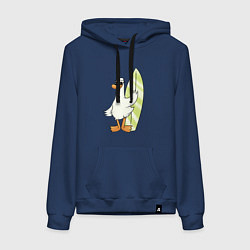 Женская толстовка-худи Гусь серфингист в очках