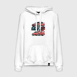 Толстовка-худи хлопковая женская Mitsubishi Lancer Evolution IX V1, цвет: белый