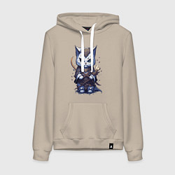 Женская толстовка-худи Аниме котик самурай