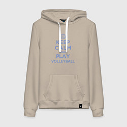 Толстовка-худи хлопковая женская Играй в волейбол, цвет: миндальный