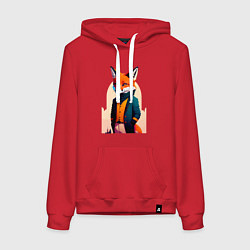 Женская толстовка-худи Лис-модник - нейросеть