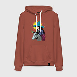 Женская толстовка-худи Ведьма и осел comic style