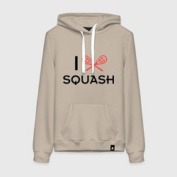 Толстовка-худи хлопковая женская I Love Squash, цвет: миндальный