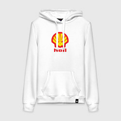 Толстовка-худи хлопковая женская Hell, цвет: белый