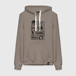 Женская толстовка-худи Eat sleep fishing repeat