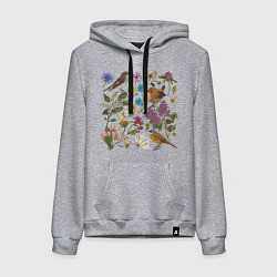 Женская толстовка-худи Цветение и птички