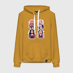 Женская толстовка-худи Участницы Блэк Пинк в виде стикеров