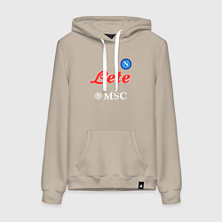 Толстовка-худи хлопковая женская Хвича Кварацхелия ФК Наполи форма домашняя, цвет: миндальный