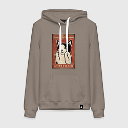 Женская толстовка-худи I do what I want кот и фак