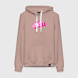 Толстовка-худи хлопковая женская Логотип розовый Кен, цвет: пыльно-розовый