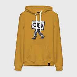 Толстовка-худи хлопковая женская Walking tape, цвет: горчичный