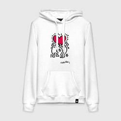 Женская толстовка-худи Человечки с сердцем - поп арт Кит Харинг