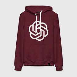 Толстовка-худи хлопковая женская Chat GPT Логотип, цвет: меланж-бордовый