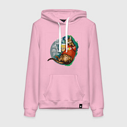 Женская толстовка-худи Бенгальский кот киноман с попкорном