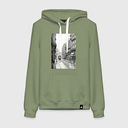 Женская толстовка-худи Черно-белый париж