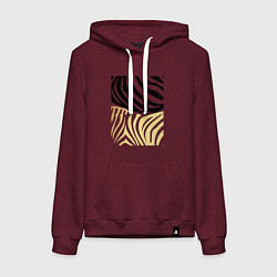 Женская толстовка-худи Принт зебра черно- золотой