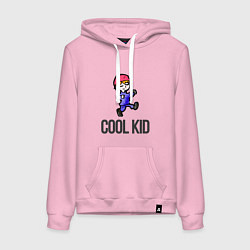 Толстовка-худи хлопковая женская Cool kid, цвет: светло-розовый
