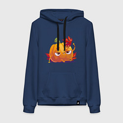 Толстовка-худи хлопковая женская Тыква на фотосесии, цвет: тёмно-синий