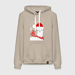 Женская толстовка-худи Лама в шапочке и шарфе