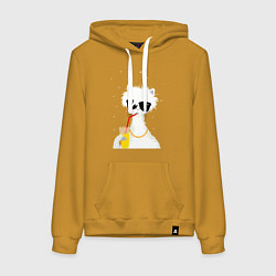 Женская толстовка-худи Лама - альпака с бокалом