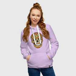 Толстовка-худи хлопковая женская Череп декоративный мексиканский, цвет: лаванда — фото 2