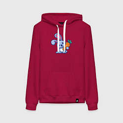 Женская толстовка-худи Весёлый зайчик с морковкой