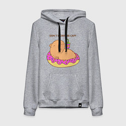 Толстовка-худи хлопковая женская Капибара dont worry be capy, цвет: меланж