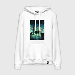 Толстовка-худи хлопковая женская Взор в даль, цвет: белый