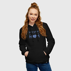 Толстовка-худи хлопковая женская Мама волейбола, цвет: черный — фото 2