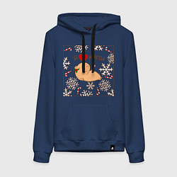 Толстовка-худи хлопковая женская Капибара: я люблю капи, цвет: тёмно-синий