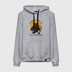 Толстовка-худи хлопковая женская Ни один кот не пил брудершафта, цвет: меланж
